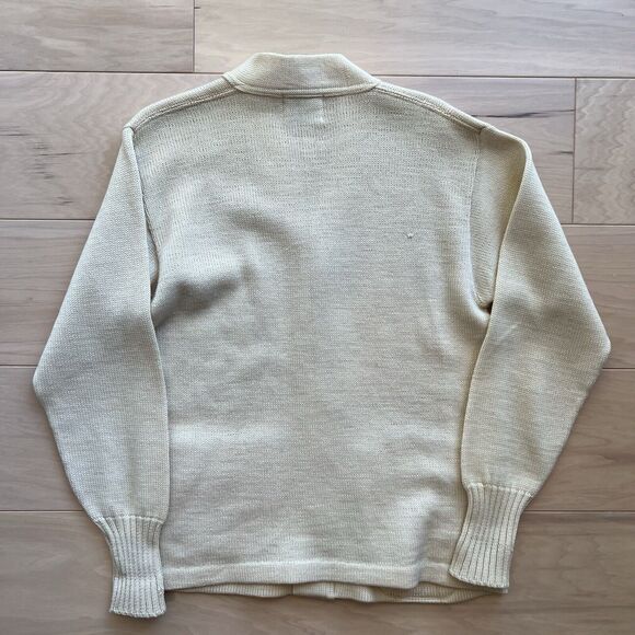 Vintage Letterman Cardigan Small Beige Wool Sweater 60s Indian Brand Made in USA - Picture 8 of 9